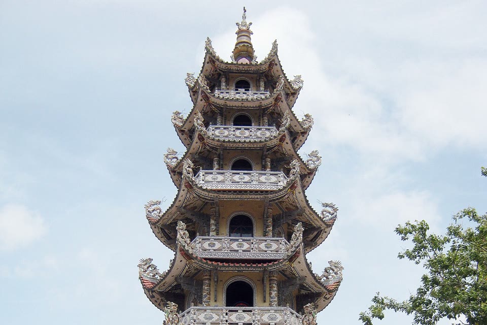 Bell tower of Linh Phuoc Pagoda at Trai Mat