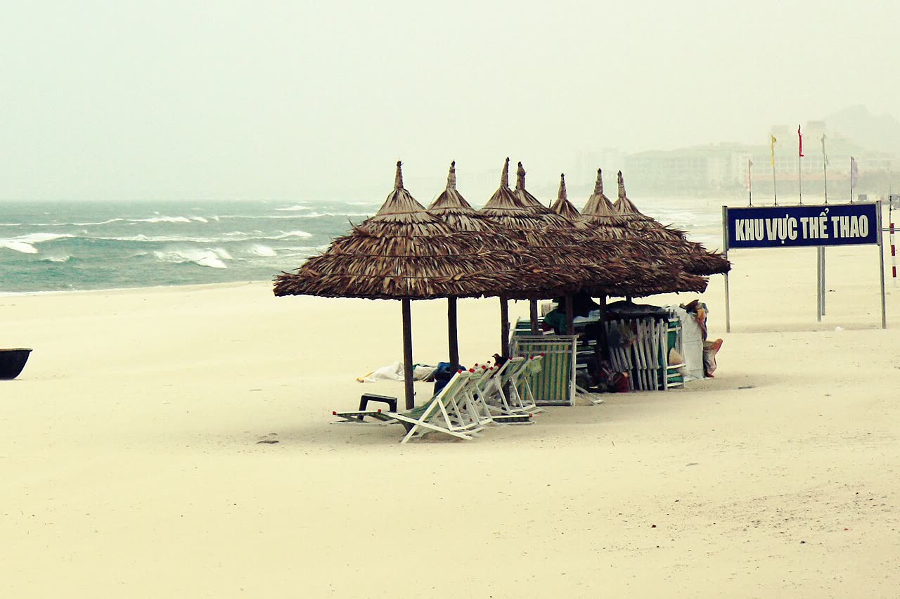 The sports huts on the sand