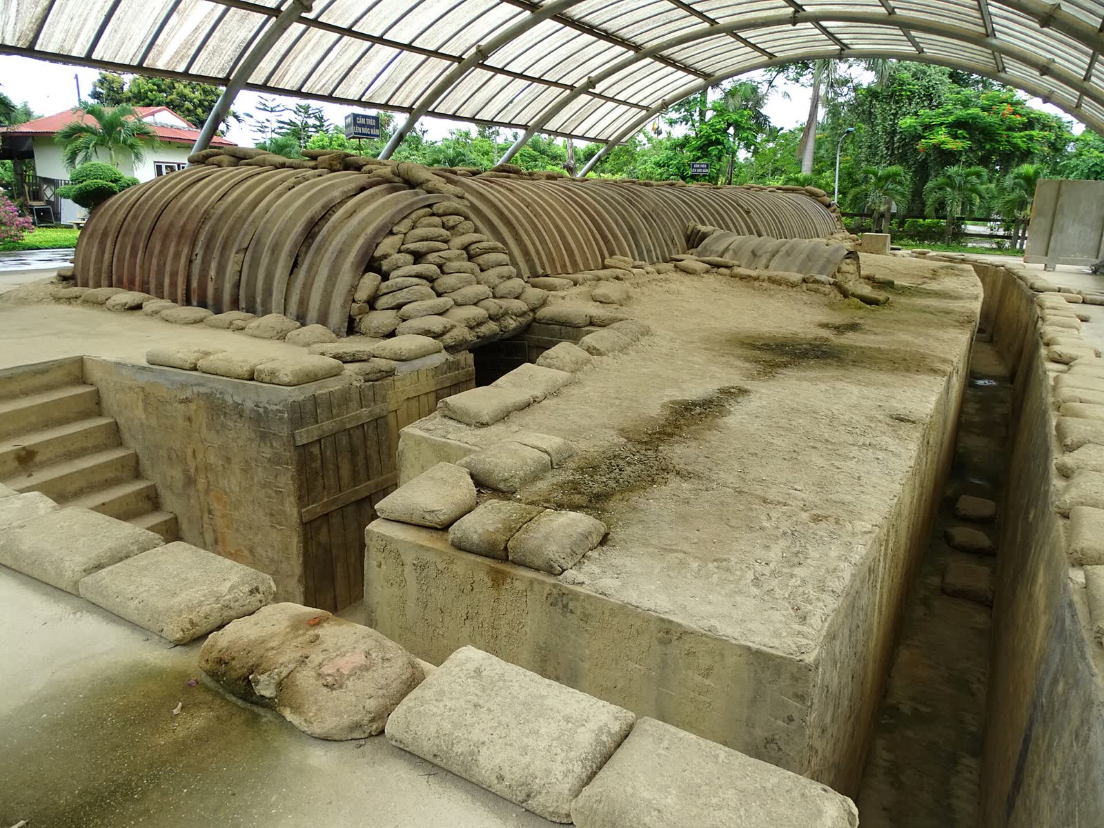 The entrance of the De Castries command bunker and the trench beside it in Dien Bien Phu
