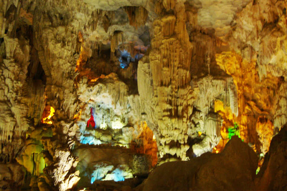 Interior of Dau Go Cave in Ha Long Bay