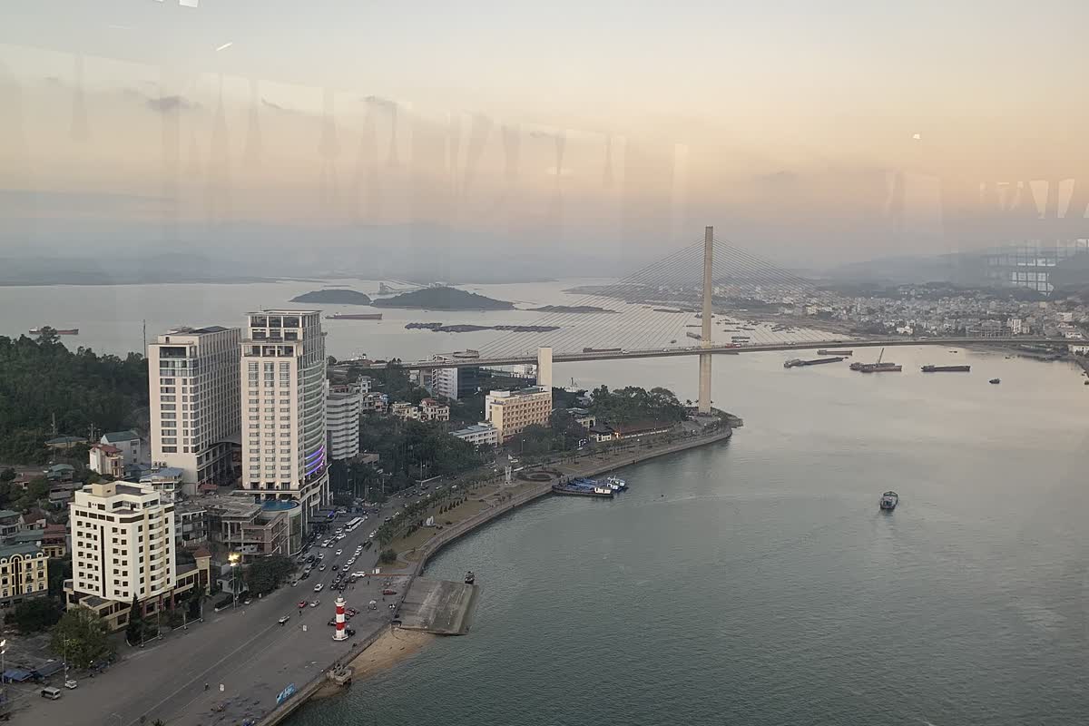 Bai Chay Bridge seen from inside the Queen Cable Car