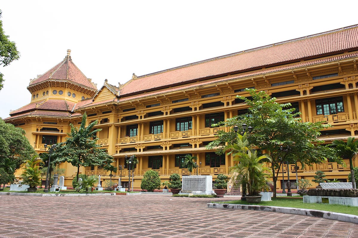 The yellow facade of the National Museum of History in Hanoi