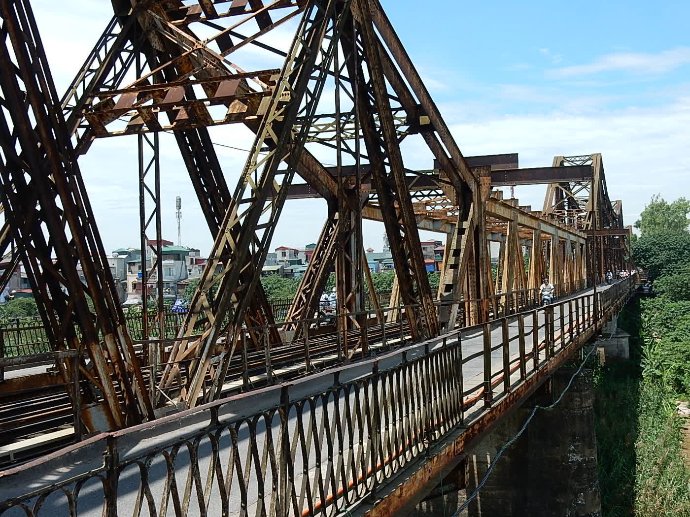 The steel spans and the side path