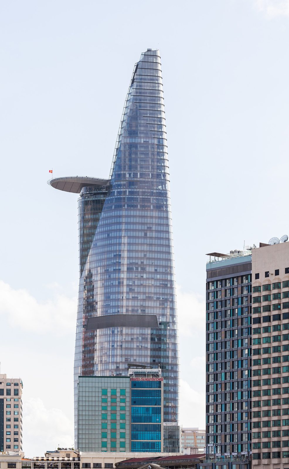 Bitexco Financial Tower and its round deck from the side