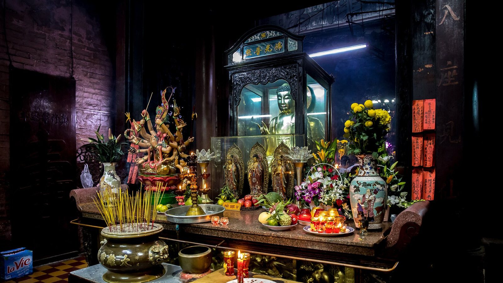 Altar inside the Jade Emperor Pagoda in Ho Chi Minh City