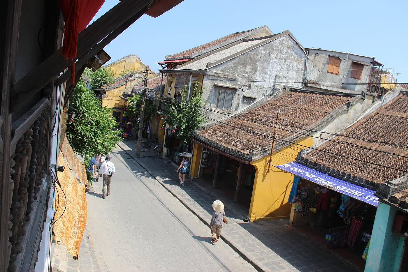 A view down a tiled Hoi An street from the Museum of Trade Ceramics balcony