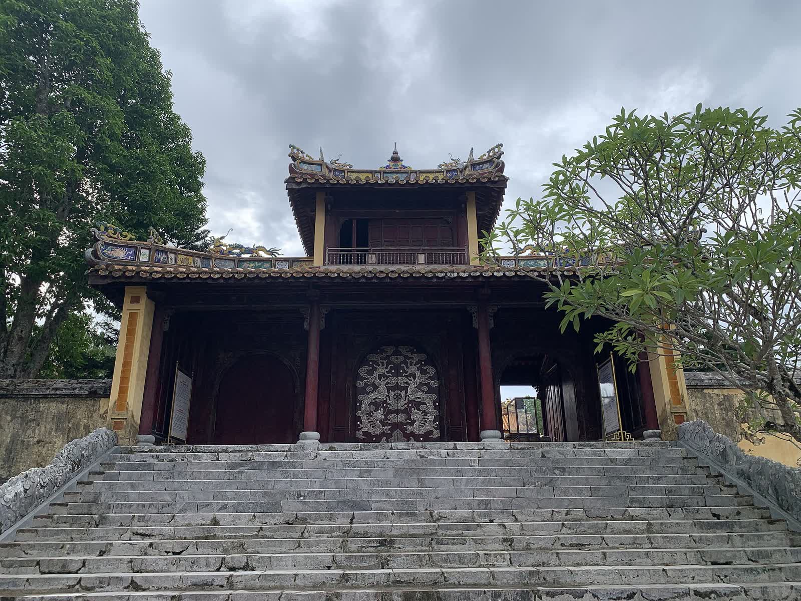 A tiled stair pavilion at the tomb of Dong Khanh in Hue
