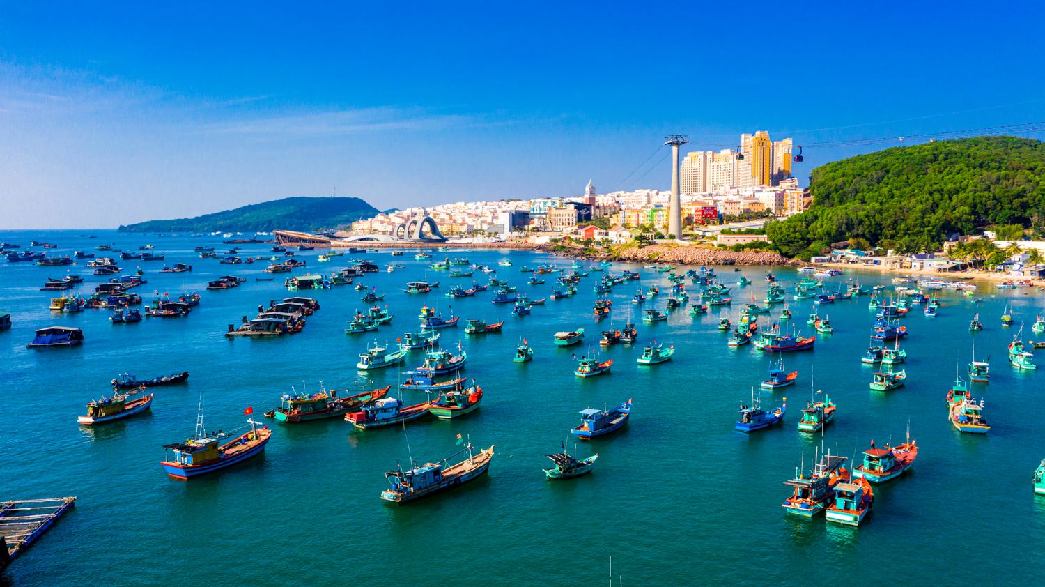 Dozens of fishing boats in An Thoi harbour, Phu Quoc