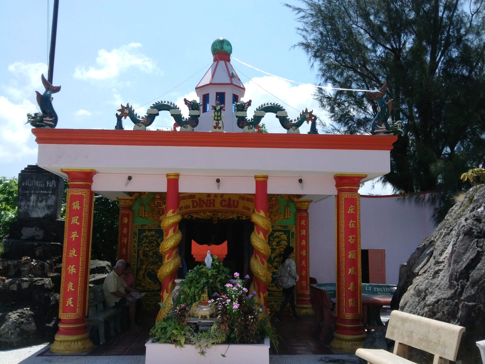 The painted shrine porch of Dinh Cau temple on Phu Quoc