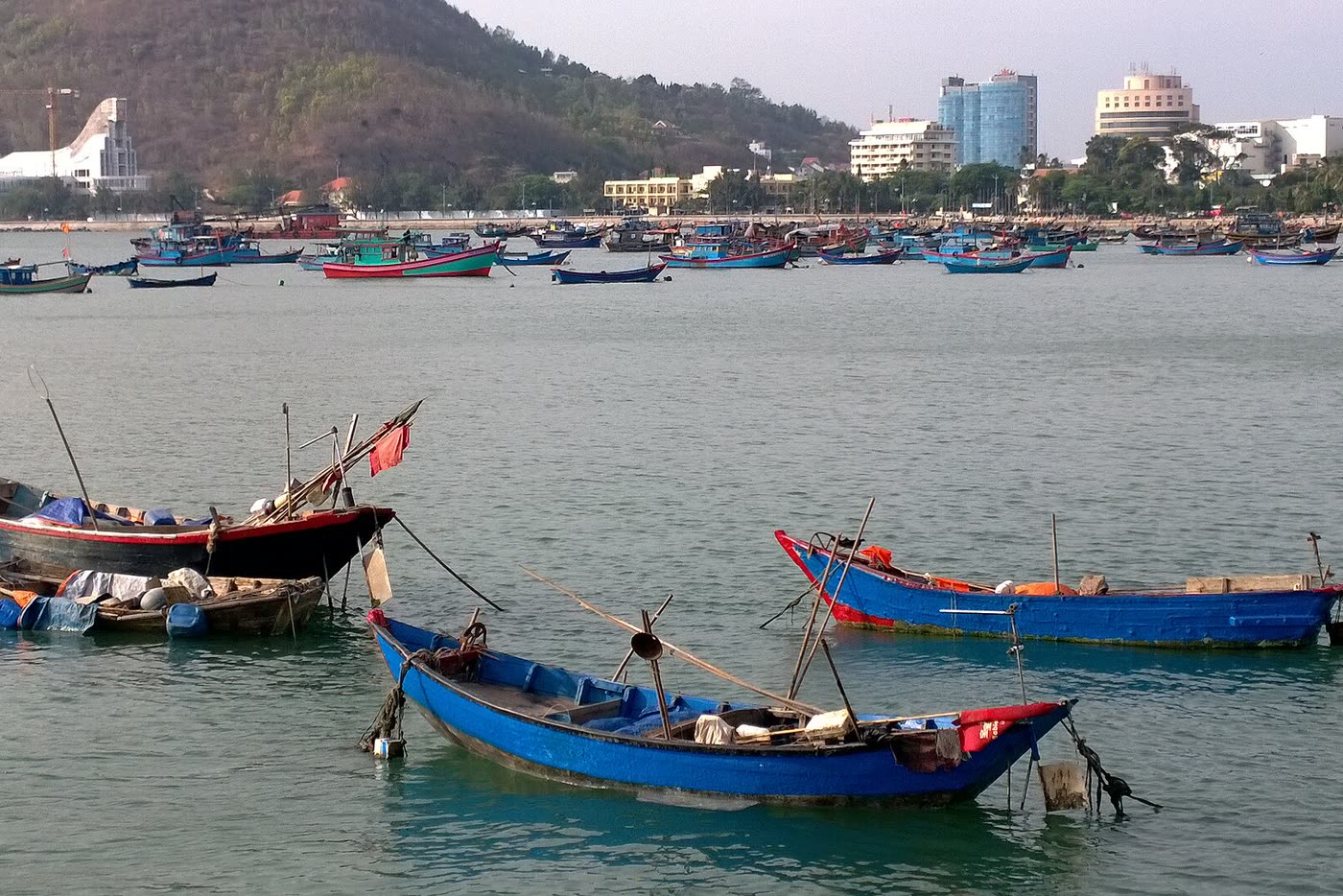 Fishing boats anchored off Front Beach in Vung Tau